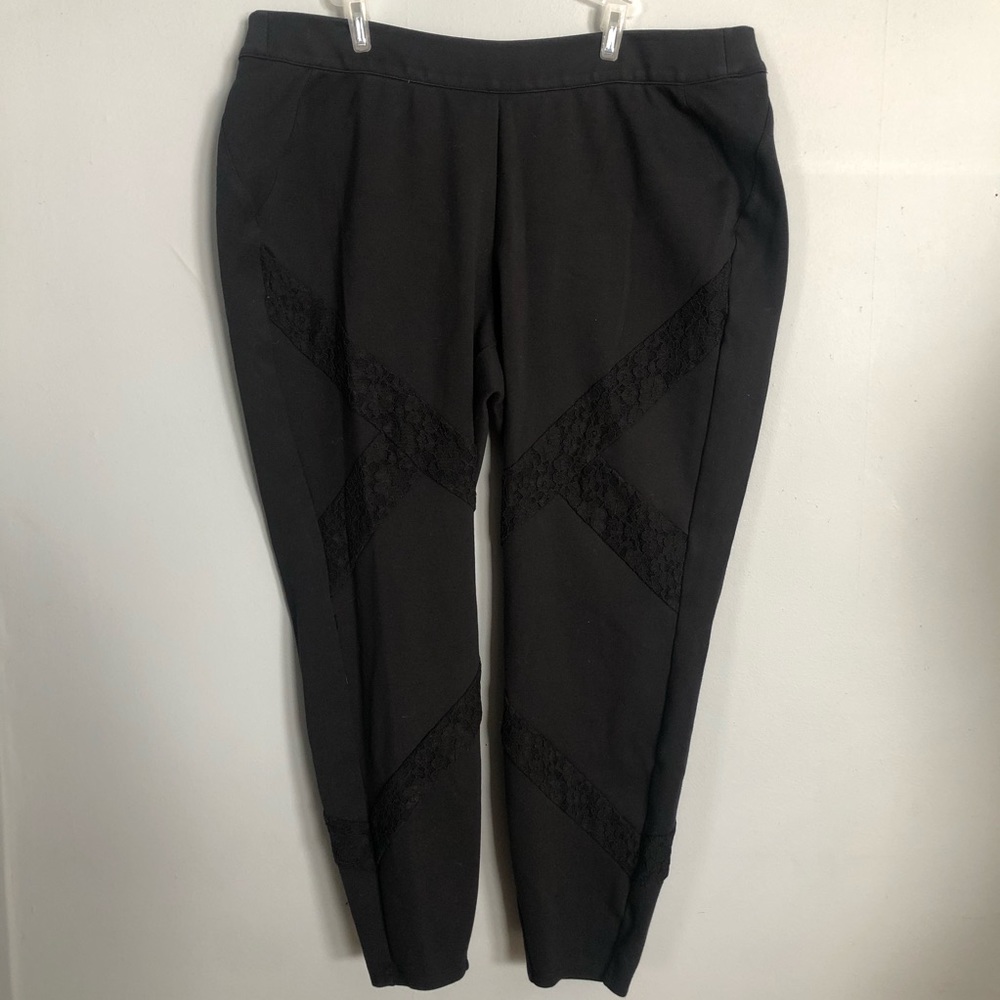 Lane Bryant Black Leggings with Lace Detail